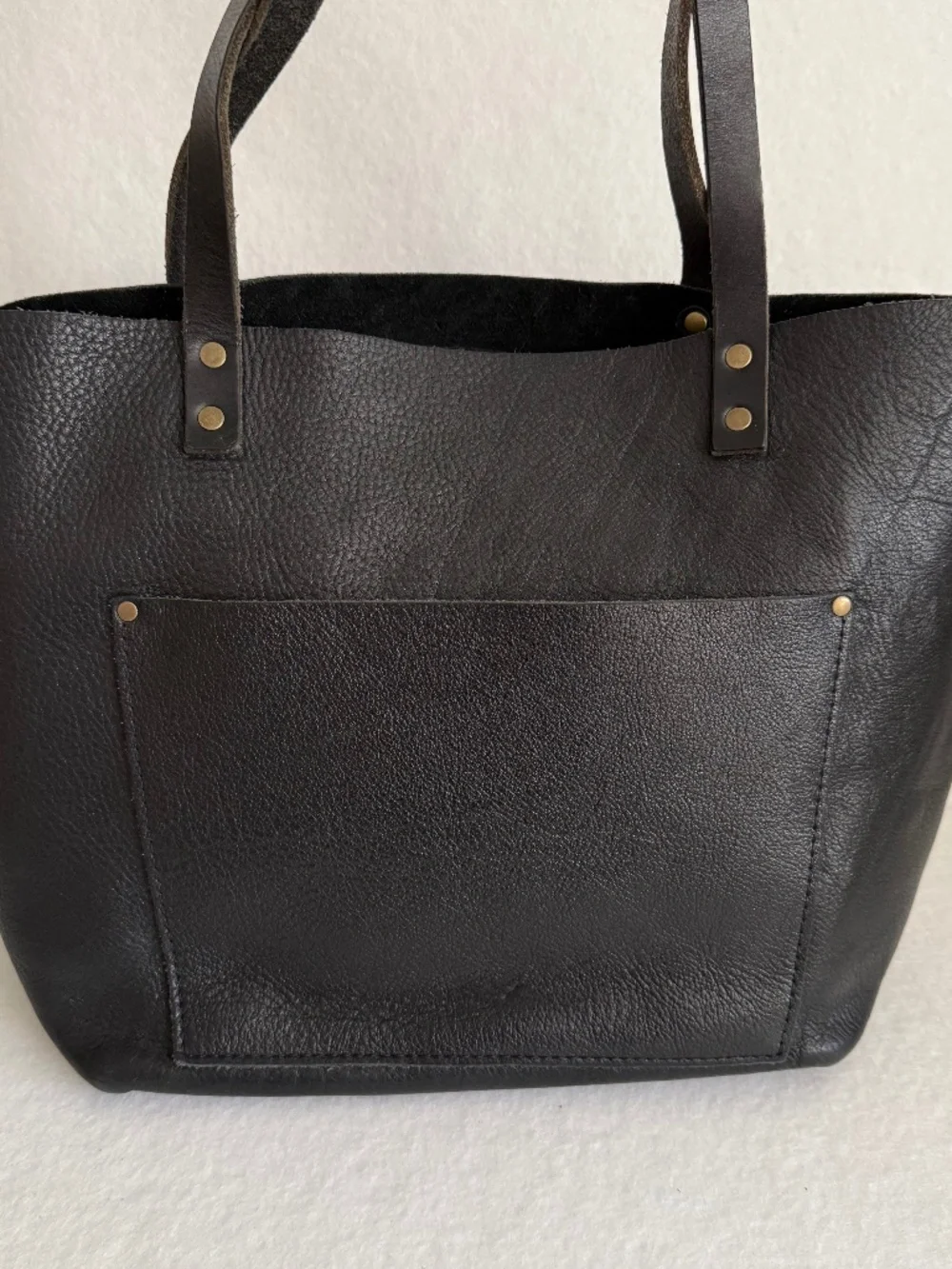 Portland Leather Goods PLG Classic Large Tote in Pebbled Black and Blandles VGUC